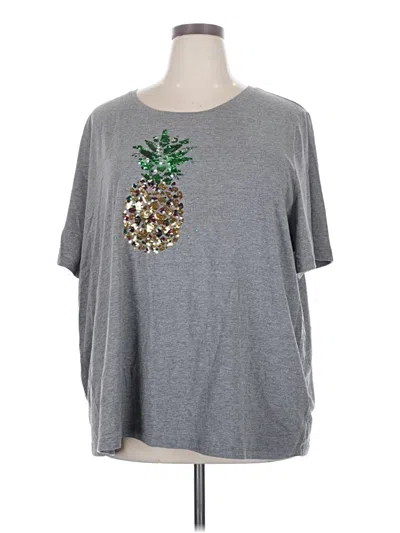 Pre-owned Catherines Short Sleeve Top Gray Crew Neck Tops