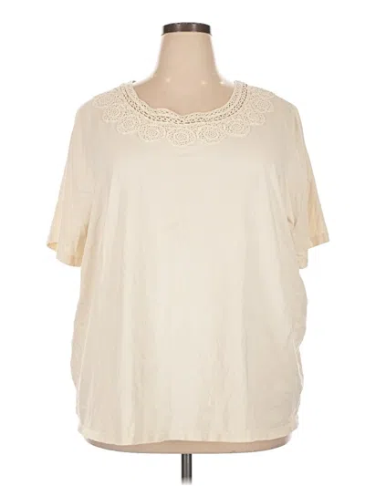 Pre-owned Catherines Short Sleeve Top Ivory Keyhole Neckline Tops