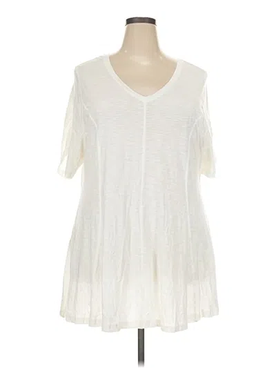 Pre-owned Catherines Short Sleeve Top Ivory V-neck Tops