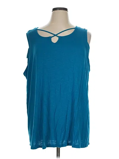 Pre-owned Catherines Sleeveless Top Teal Keyhole Neckline Tops