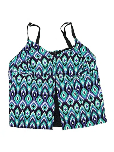 Pre-owned Catherines Swimsuit Top Blue Print Pattern Swimwear