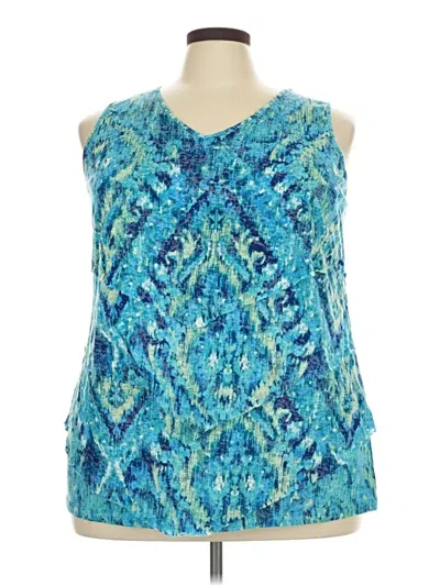 Pre-owned Catherines Tank Top Blue Halter Neckline Tops