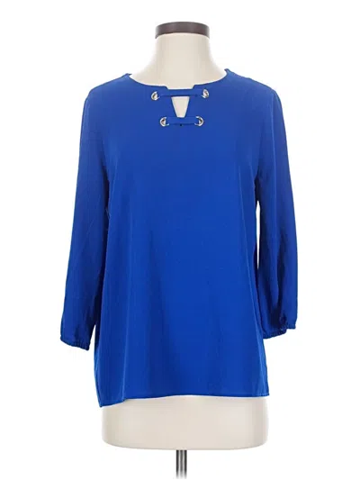 Pre-owned Cathy 3/4 Sleeve Blouse In Blue