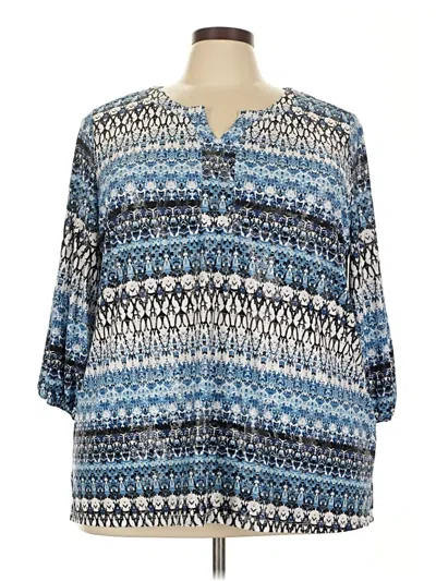 Pre-owned Cathy 3/4 Sleeve Blouse In Blue