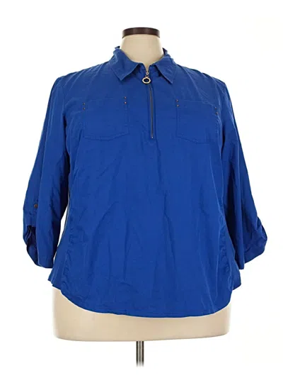 Pre-owned Cathy 3/4 Sleeve Blouse In Blue