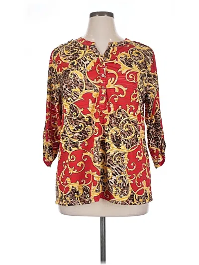 Pre-owned Cathy 3/4 Sleeve Blouse In Red