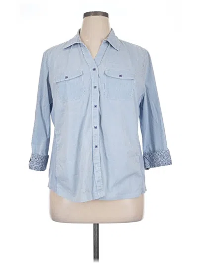 Pre-owned Cathy 3/4 Sleeve Button Down Shirt In Blue