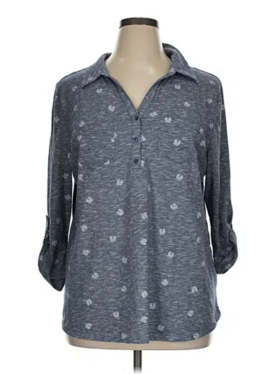 Pre-owned Cathy 3/4 Sleeve Button Down Shirt In Gray