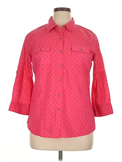 Pre-owned Cathy 3/4 Sleeve Button Down Shirt In Pink