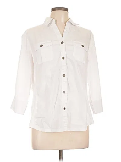 Pre-owned Cathy 3/4 Sleeve Button Down Shirt In White