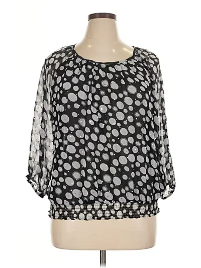 Pre-owned Cathy Daniels 3/4 Sleeve Blouse In Black
