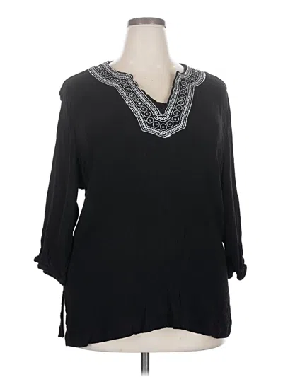 Pre-owned Cathy Daniels 3/4 Sleeve Blouse In Black