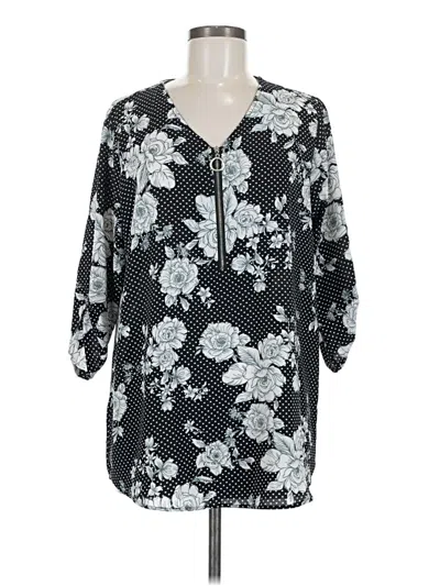 Pre-owned Cathy Daniels 3/4 Sleeve Blouse In Black