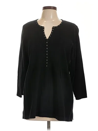 Pre-owned Cathy Daniels 3/4 Sleeve Blouse In Black