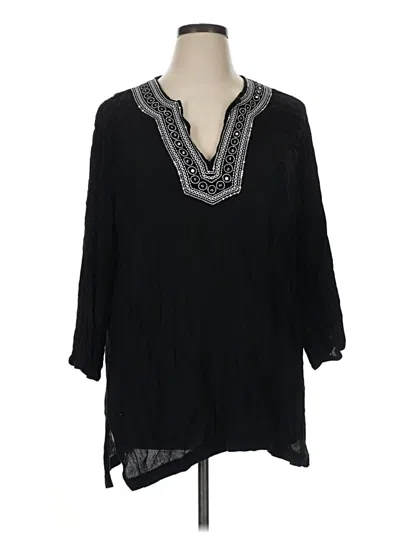 Pre-owned Cathy Daniels 3/4 Sleeve Blouse In Black