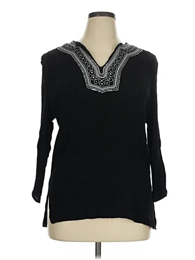 Pre-owned Cathy Daniels 3/4 Sleeve Blouse In Black