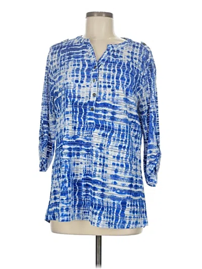 Pre-owned Cathy Daniels 3/4 Sleeve Blouse In Blue