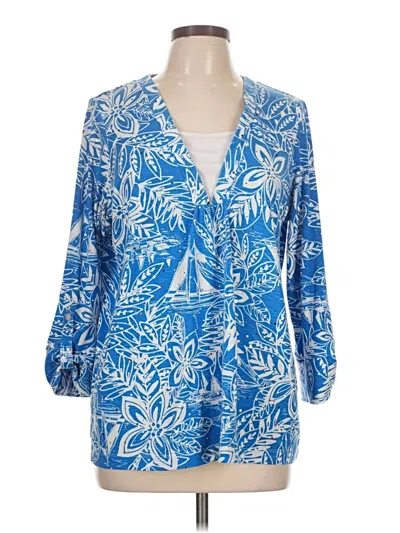 Pre-owned Cathy Daniels 3/4 Sleeve Blouse In Blue