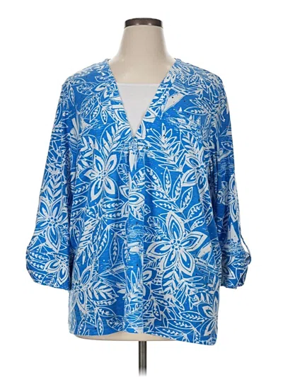 Pre-owned Cathy Daniels 3/4 Sleeve Blouse In Blue