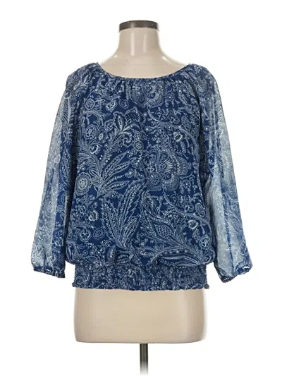 Pre-owned Cathy Daniels 3/4 Sleeve Blouse In Blue
