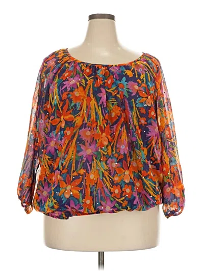 Pre-owned Cathy Daniels 3/4 Sleeve Blouse In Orange