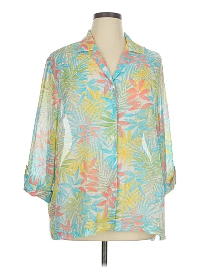 Pre-owned Cathy Daniels 3/4 Sleeve Blouse In Teal
