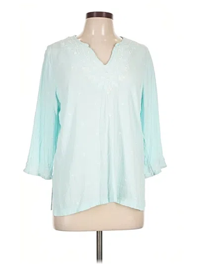 Pre-owned Cathy Daniels 3/4 Sleeve Blouse In Teal
