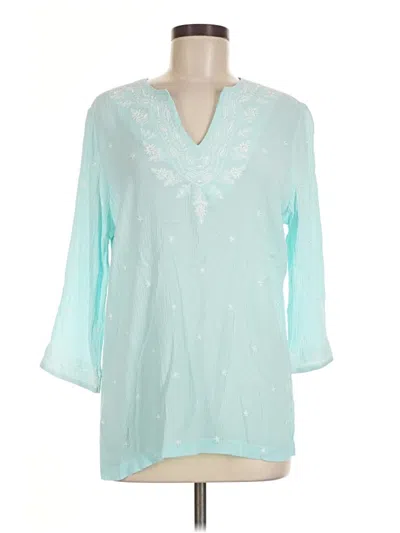 Pre-owned Cathy Daniels 3/4 Sleeve Blouse In Teal