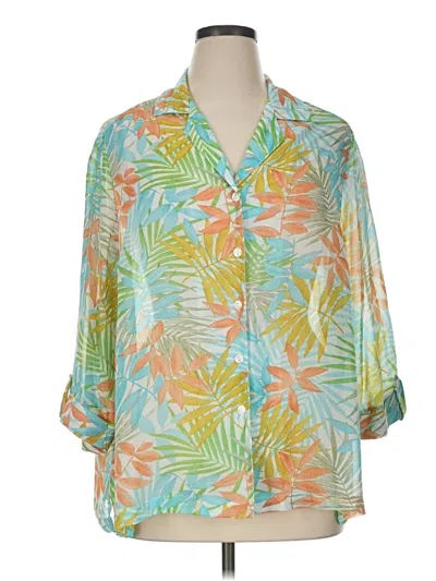 Pre-owned Cathy Daniels 3/4 Sleeve Blouse In Teal