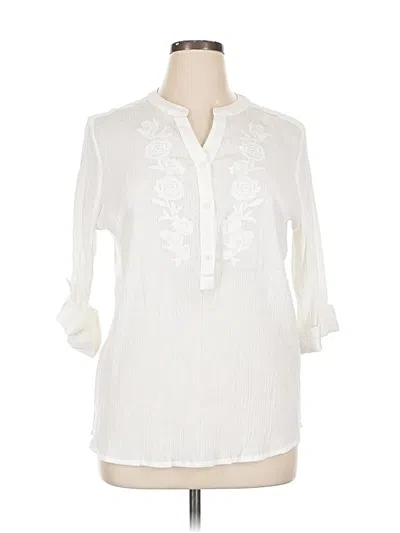 Pre-owned Cathy Daniels 3/4 Sleeve Blouse In White
