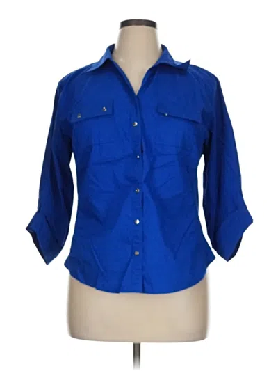 Pre-owned Cathy Daniels 3/4 Sleeve Button Down Shirt In Blue
