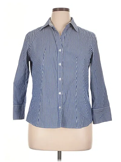 Pre-owned Cathy Daniels 3/4 Sleeve Button Down Shirt In Blue