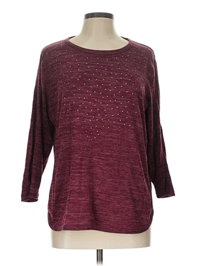 Pre-owned Cathy Daniels 3/4 Sleeve Top Burgundy Boatneck Tops