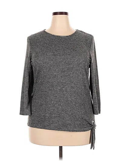 Pre-owned Cathy Daniels 3/4 Sleeve Top Gray Boatneck Tops