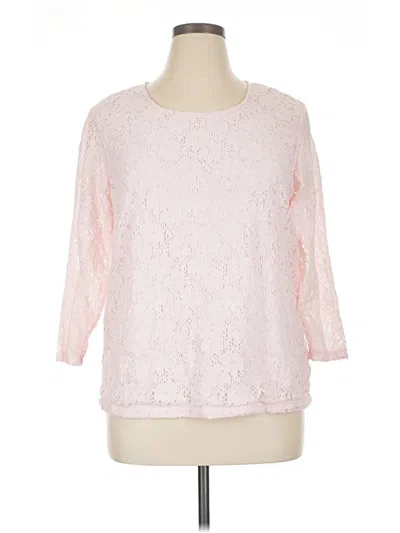 Pre-owned Cathy Daniels 3/4 Sleeve Top Pink Boatneck Tops