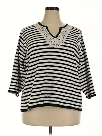 Pre-owned Cathy Daniels 3/4 Sleeve Top Silver V-neck Tops