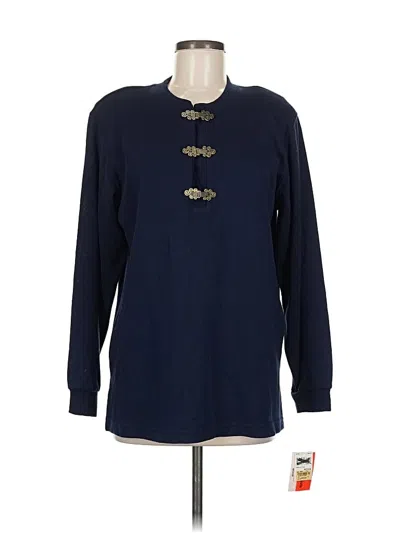 Pre-owned Cathy Daniels Long Sleeve Top Blue Crew Neck Tops