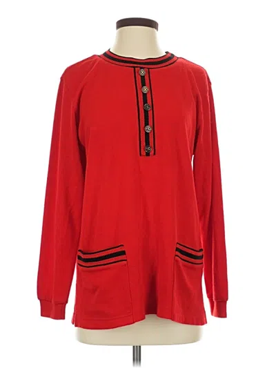 Pre-owned Cathy Daniels Long Sleeve Top Red Crew Neck Tops