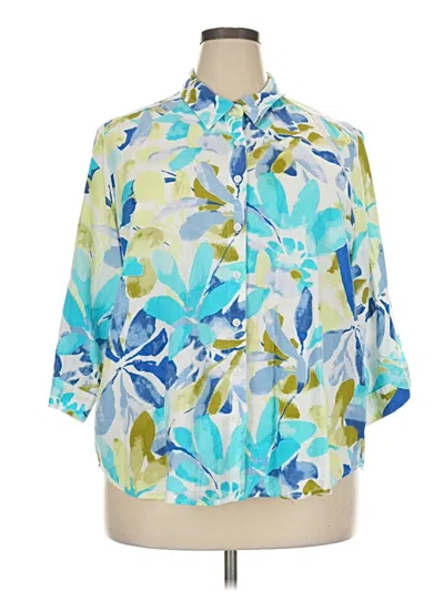 Pre-owned Cathy Daniels Short Sleeve Blouse In Blue