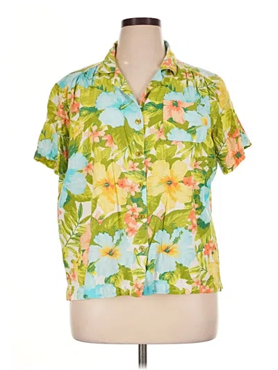 Pre-owned Cathy Daniels Short Sleeve Blouse In Green
