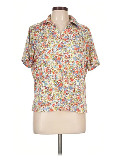 Pre-owned Cathy Daniels Short Sleeve Blouse In Ivory