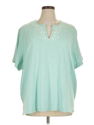 Pre-owned Cathy Daniels Short Sleeve Blouse In Teal