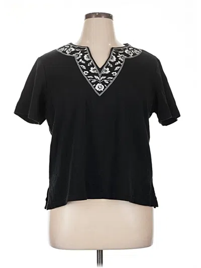Pre-owned Cathy Daniels Short Sleeve Top Black V-neck Tops