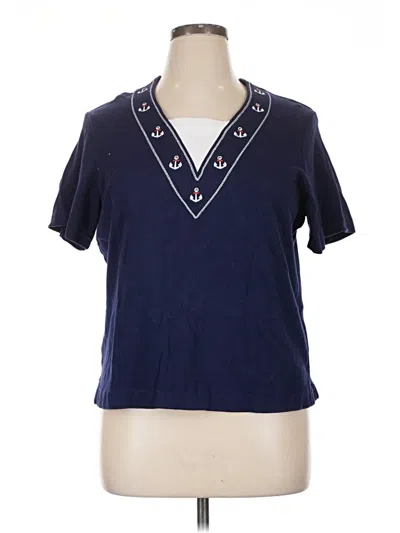 Pre-owned Cathy Daniels Short Sleeve Top Blue V-neck Tops