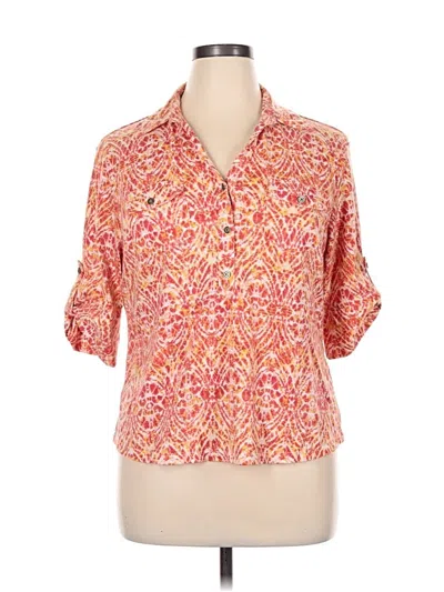 Pre-owned Cathy Short Sleeve Blouse In Orange