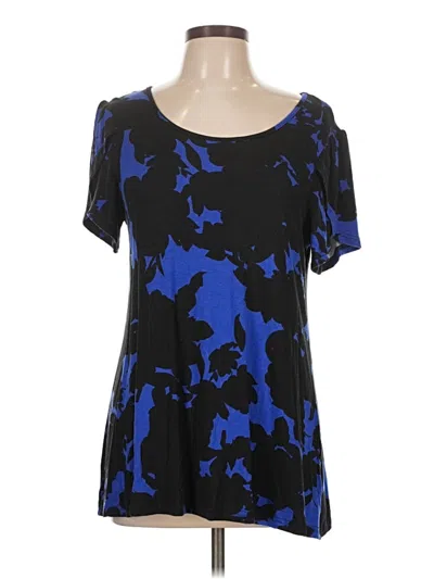 Pre-owned Cathy Short Sleeve Top Blue Scoop Neck Tops