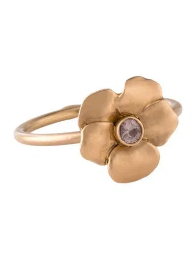 Pre-owned Cathy Waterman 18k Sapphire & Diamond Forest Violet Flower Cocktail Ring In Multicolor