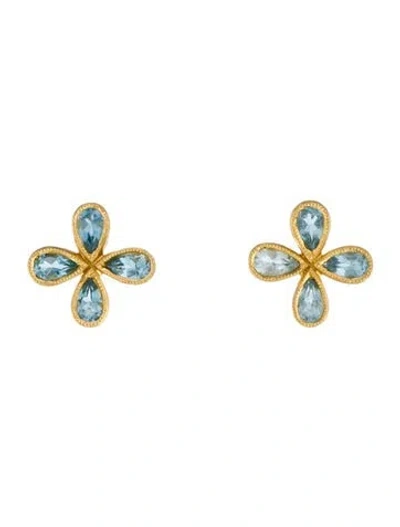 Pre-owned Cathy Waterman 22k 1.34ctw Aquamarine Star Stud Earrings In Multi