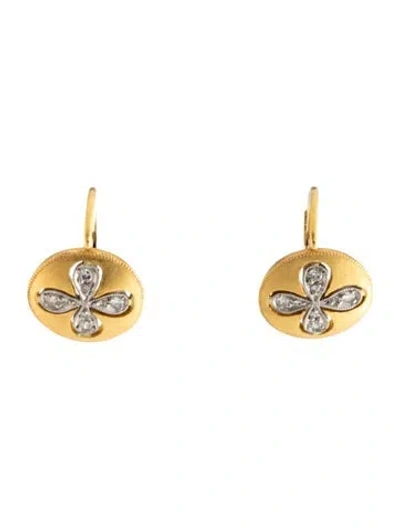 Pre-owned Cathy Waterman 22k Diamond Floating Flower Drop Earrings In Multi