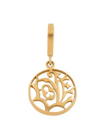 Pre-owned Cathy Waterman 22k 'love' Small Circle Charm Pendant In Multicolor